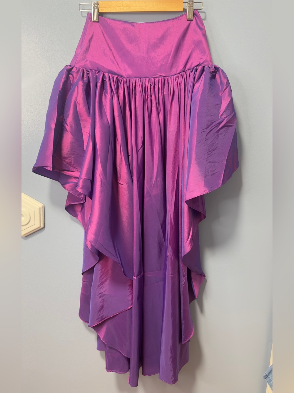 Fashion Pink Ruffle Layered Skirt Irregular High Low Maxi Skirt sz 4